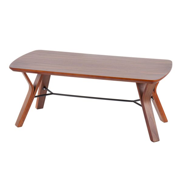 Folia Mid Century Modern Walnut Wood Coffee Table 4