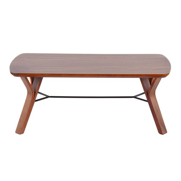 Folia Mid Century Modern Walnut Wood Coffee Table 5