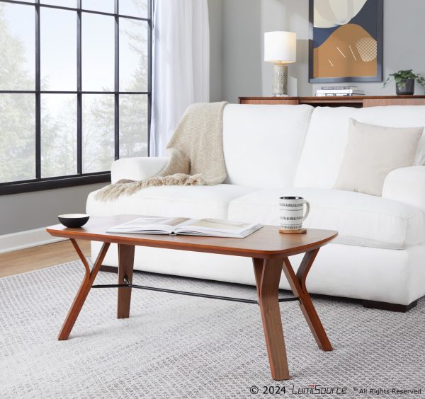 Folia Mid Century Modern Walnut Wood Coffee Table
