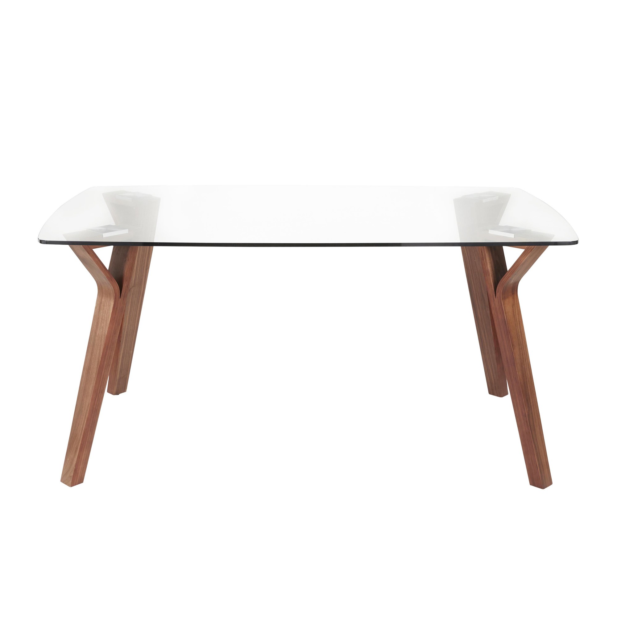Folia Mid-Century Modern Walnut Wood Glass Dining Table 6 Folia Mid-Century Modern Walnut Wood Glass Dining Table - Image 6