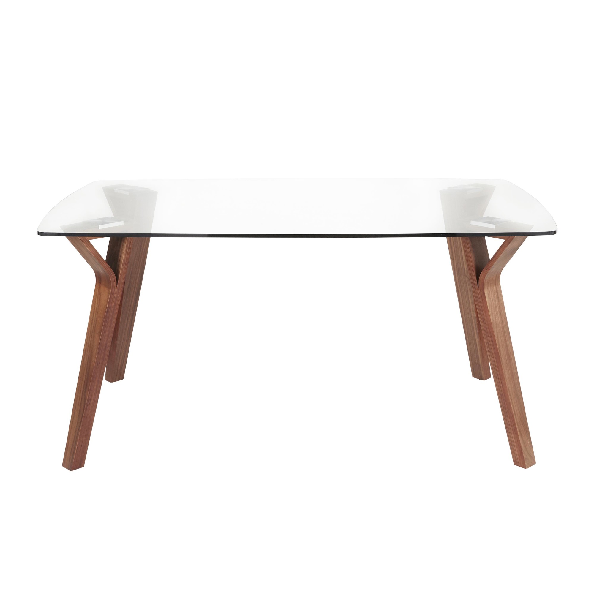 Folia Mid-Century Modern Walnut Wood Glass Dining Table 7 Folia Mid-Century Modern Walnut Wood Glass Dining Table - Image 7