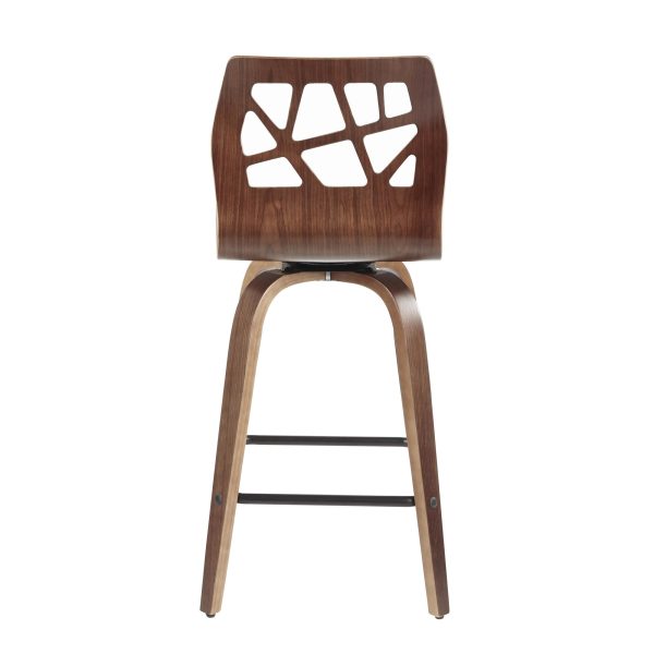 Folia Mid Century Modern Walnut Wood Teal Counter Stools 26 Inch Set of 2 11