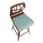 Folia Mid-Century Modern Walnut Wood Teal Counter Stools, 26-Inch (Set of 2) 30 Folia Mid-Century Modern Walnut Wood Teal Counter Stools, 26-Inch (Set of 2)