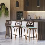 Folia Mid-Century Modern Walnut Wood Teal Counter Stools, 26-Inch (Set of 2) 22 Folia Mid-Century Modern Walnut Wood Teal Counter Stools, 26-Inch (Set of 2)