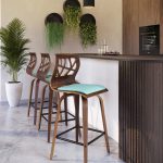 Folia Mid-Century Modern Walnut Wood Teal Counter Stools, 26-Inch (Set of 2) 23 Folia Mid-Century Modern Walnut Wood Teal Counter Stools, 26-Inch (Set of 2)