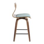 Folia Mid-Century Modern Walnut Wood Teal Counter Stools, 26-Inch (Set of 2) 26 Folia Mid-Century Modern Walnut Wood Teal Counter Stools, 26-Inch (Set of 2)