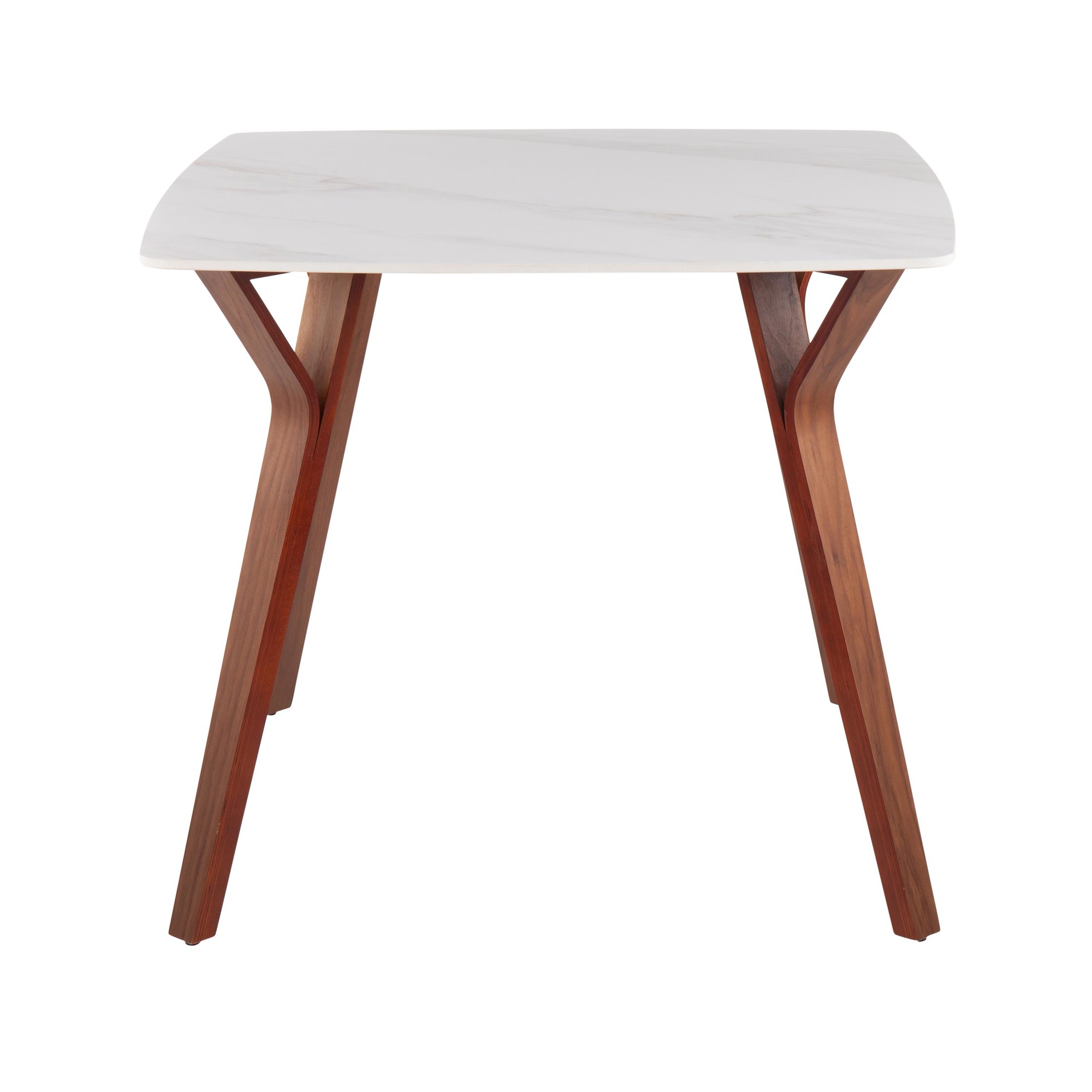 Folia Mid-Century Modern Walnut and White Marble Dinette Table 5 Folia Mid-Century Modern Walnut and White Marble Dinette Table - Image 5