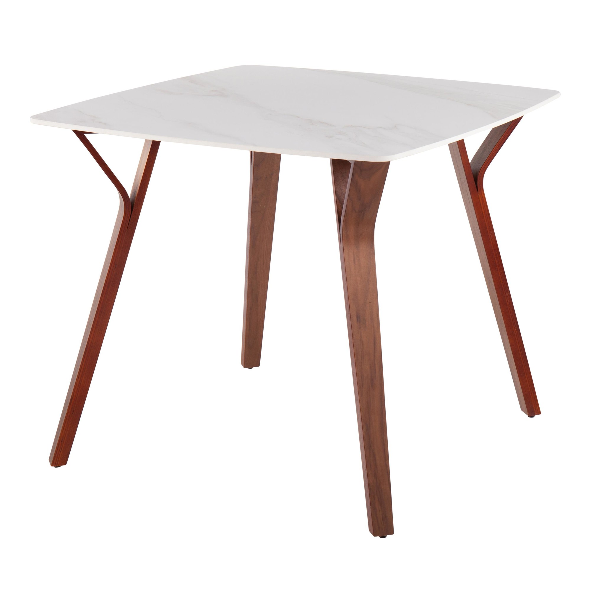 Folia Mid-Century Modern Walnut and White Marble Dinette Table 6 Folia Mid-Century Modern Walnut and White Marble Dinette Table - Image 6