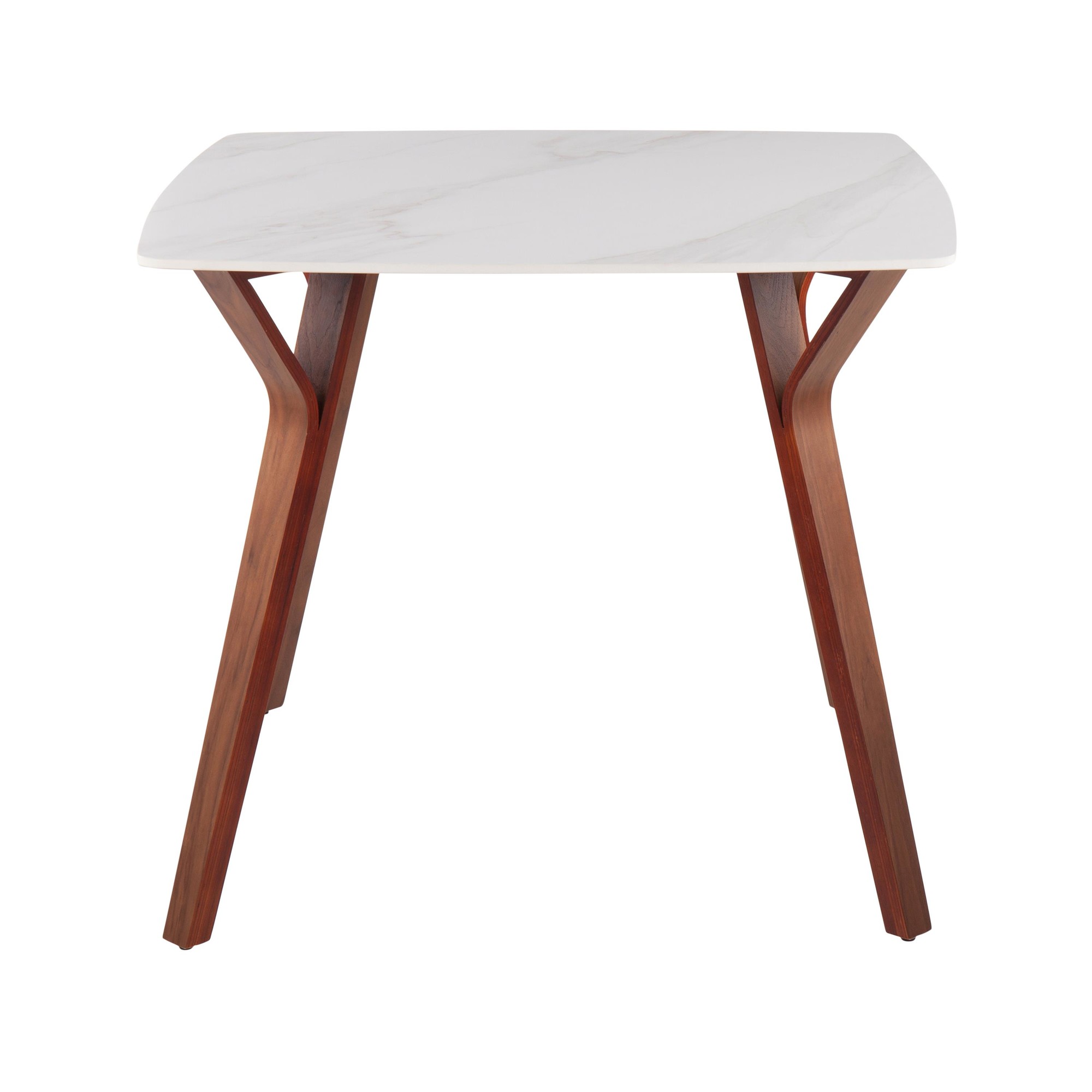 Folia Mid-Century Modern Walnut and White Marble Dinette Table 7 Folia Mid-Century Modern Walnut and White Marble Dinette Table - Image 7