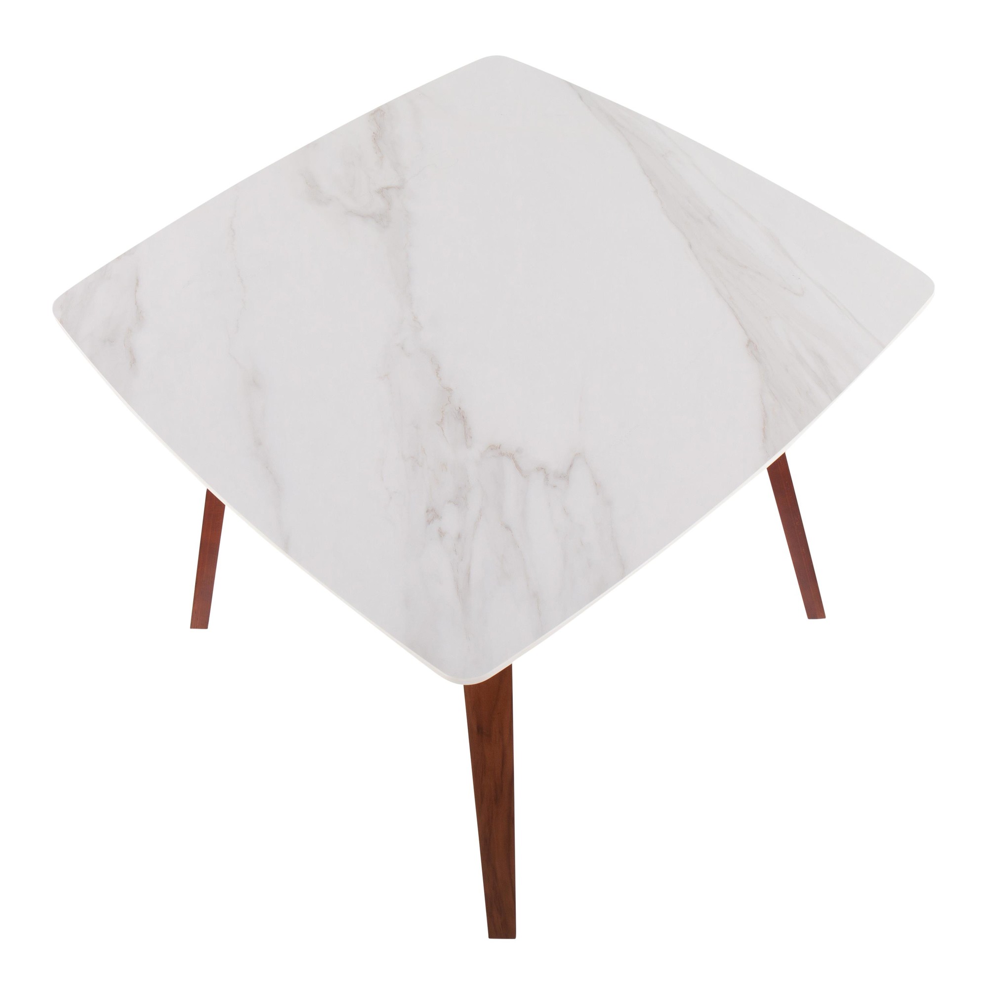 Folia Mid-Century Modern Walnut and White Marble Dinette Table 8 Folia Mid-Century Modern Walnut and White Marble Dinette Table - Image 8