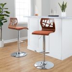 Folia Orange Mid-Century Modern Swivel Adjustable Barstool (Set of 2) 14 Folia Orange Mid-Century Modern Swivel Adjustable Barstool (Set of 2)