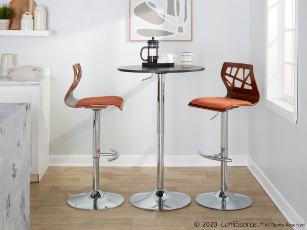 Folia Orange Mid Century Modern Swivel Adjustable Barstool Set of 2 2