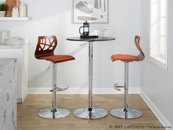 Folia Orange Mid Century Modern Swivel Adjustable Barstool Set of 2 3