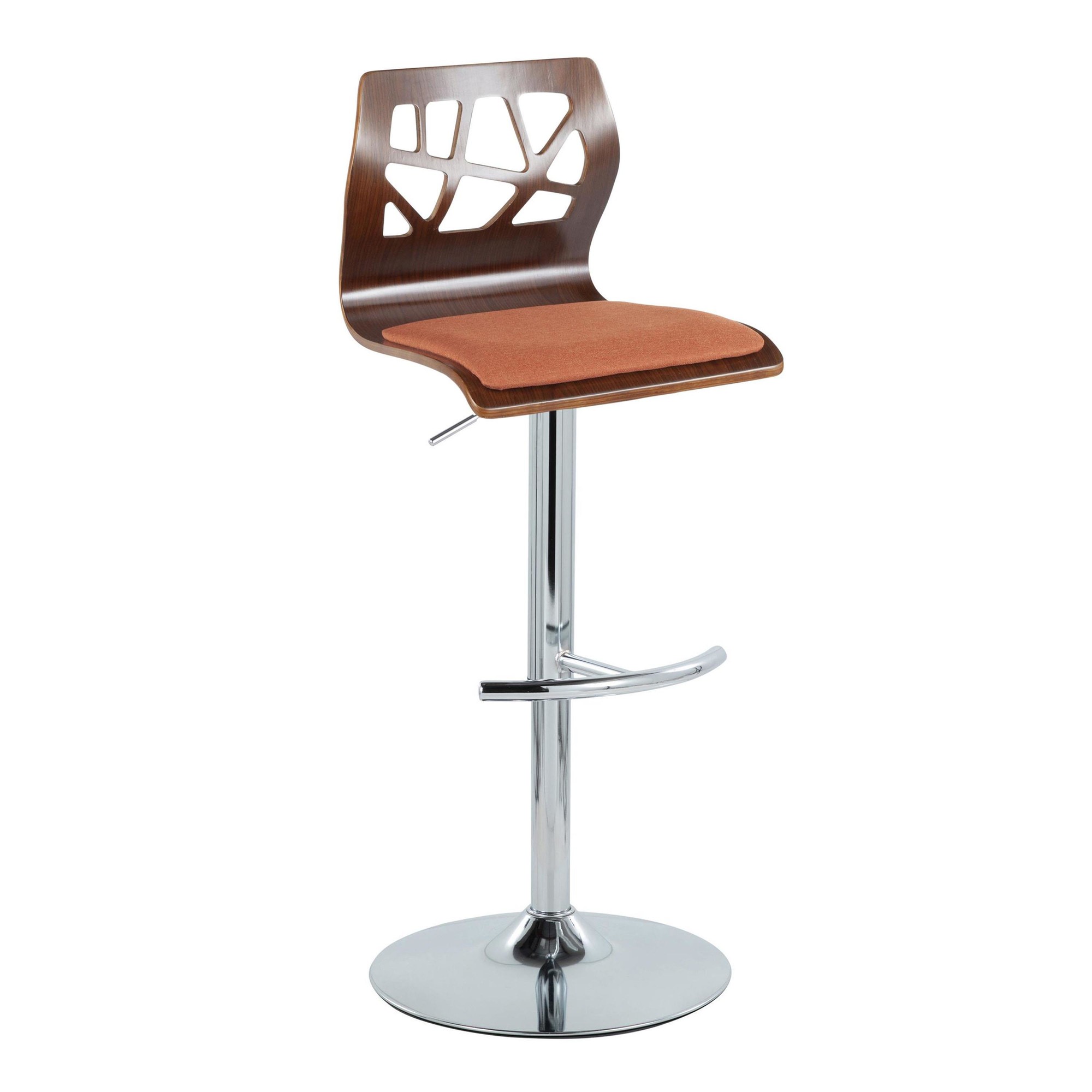 Folia Orange Mid-Century Modern Swivel Adjustable Barstool (Set of 2) 6 Folia Orange Mid-Century Modern Swivel Adjustable Barstool (Set of 2) - Image 6