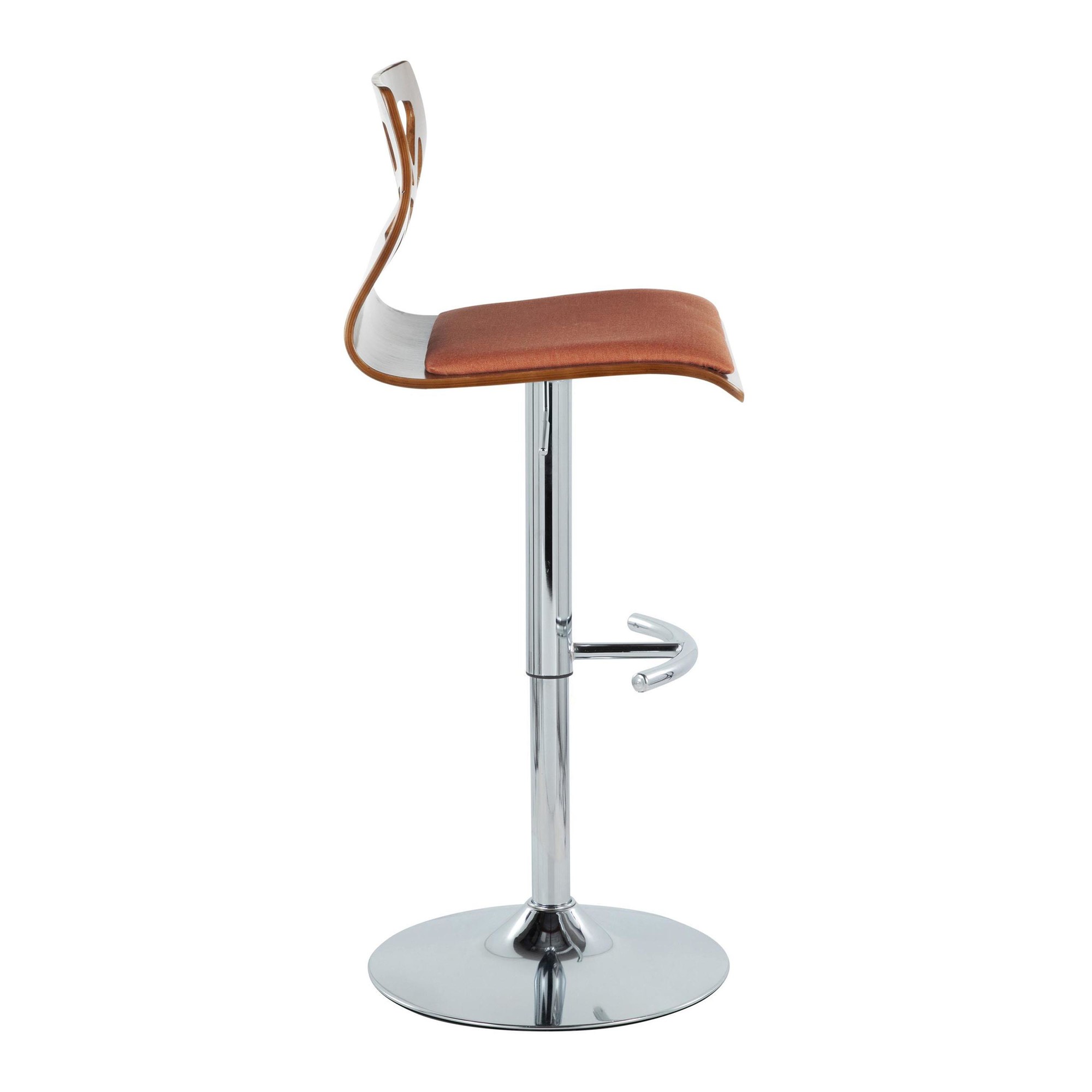 Folia Orange Mid-Century Modern Swivel Adjustable Barstool (Set of 2) 7 Folia Orange Mid-Century Modern Swivel Adjustable Barstool (Set of 2) - Image 7