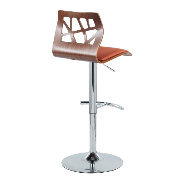 Folia Orange Mid Century Modern Swivel Adjustable Barstool Set of 2 7