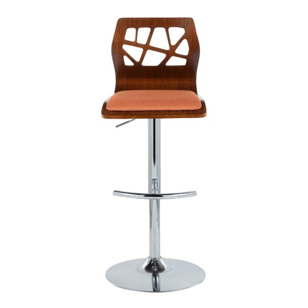 Folia Orange Mid Century Modern Swivel Adjustable Barstool Set of 2 9