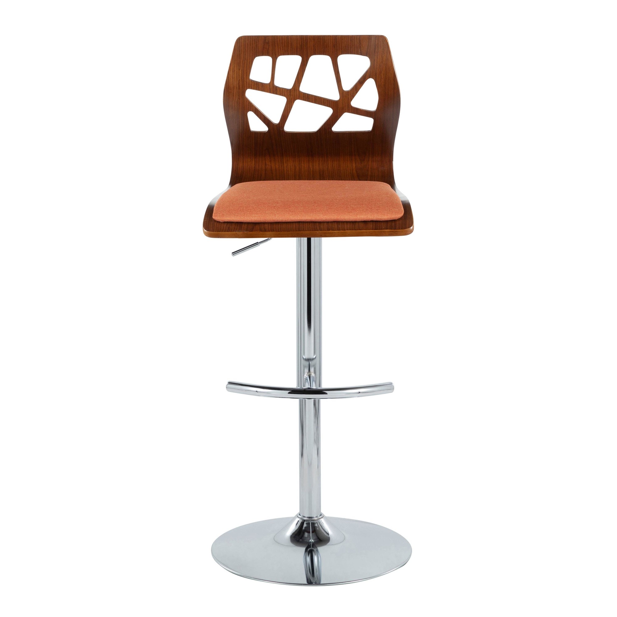Folia Orange Mid-Century Modern Swivel Adjustable Barstool (Set of 2) 10 Folia Orange Mid-Century Modern Swivel Adjustable Barstool (Set of 2) - Image 10