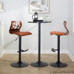 Folia Orange Mid-Century Modern Swivel Barstool Black Metal (Set of 2)