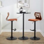 Folia Orange Mid-Century Modern Swivel Barstool Black Metal (Set of 2)