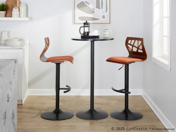 Folia Orange Mid Century Modern Swivel Barstool Black Metal Set of 2 3