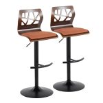 Folia Orange Mid-Century Modern Swivel Barstool Black Metal (Set of 2)