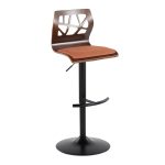 Folia Orange Mid-Century Modern Swivel Barstool Black Metal (Set of 2)