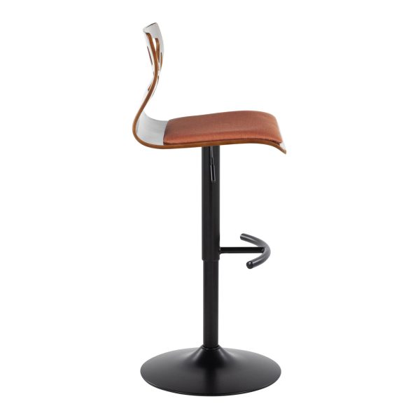Folia Orange Mid Century Modern Swivel Barstool Black Metal Set of 2 6