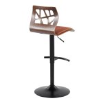 Folia Orange Mid-Century Modern Swivel Barstool Black Metal (Set of 2)