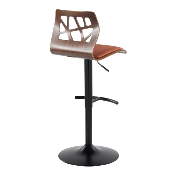 Folia Orange Mid Century Modern Swivel Barstool Black Metal Set of 2 7