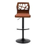 Folia Orange Mid-Century Modern Swivel Barstool Black Metal (Set of 2)