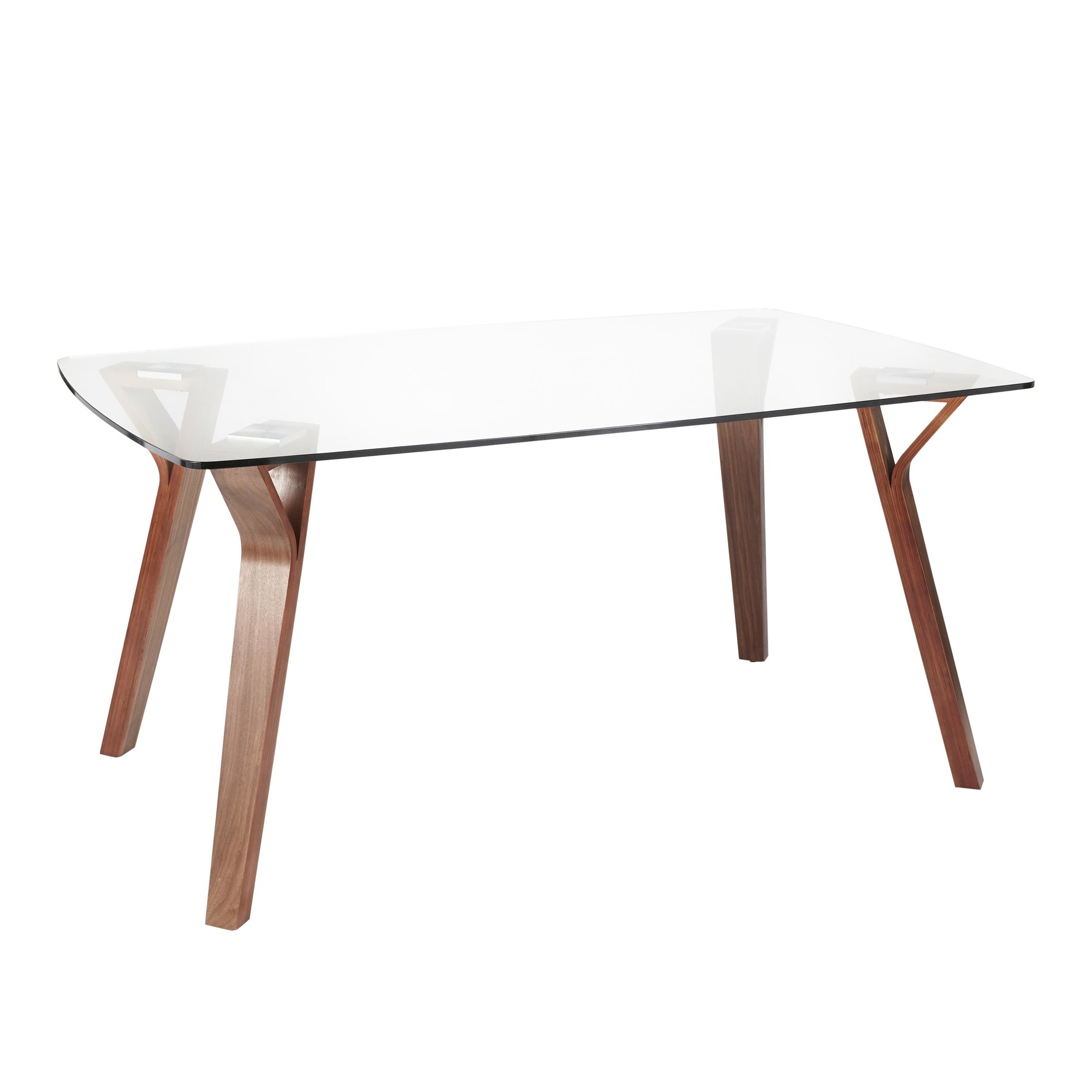 Folia Pebble Mid-Century Modern Walnut and Blue Dining Set 4 Folia Pebble Mid-Century Modern Walnut and Blue Dining Set - Image 4