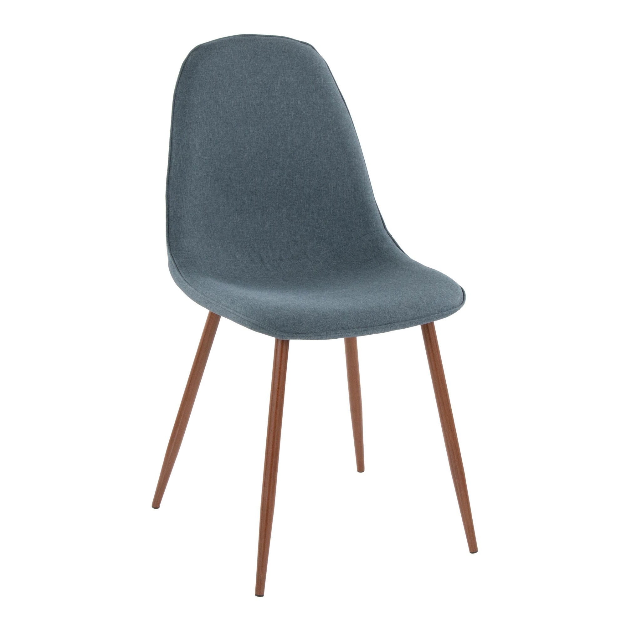 Folia Pebble Mid-Century Modern Walnut and Blue Dining Set 5 Folia Pebble Mid-Century Modern Walnut and Blue Dining Set - Image 5