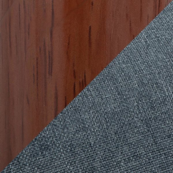 Folia Pebble Mid Century Modern Walnut and Blue Dining Set 5