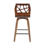 Folia Walnut Black Faux Leather Mid-Century Counter Stools (Set of 2) 28 Folia Walnut Black Faux Leather Mid-Century Counter Stools (Set of 2)