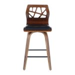 Folia Walnut Black Faux Leather Mid-Century Counter Stools (Set of 2) 29 Folia Walnut Black Faux Leather Mid-Century Counter Stools (Set of 2)