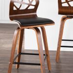 Folia Walnut Black Faux Leather Mid-Century Counter Stools (Set of 2) 17 Folia Walnut Black Faux Leather Mid-Century Counter Stools (Set of 2)