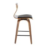Folia Walnut Black Faux Leather Mid-Century Counter Stools (Set of 2) 26 Folia Walnut Black Faux Leather Mid-Century Counter Stools (Set of 2)