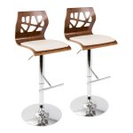 Folia Walnut Cream Swivel Mid-Century Modern Bar Stool (Set of 2) 15 Folia Walnut Cream Swivel Mid-Century Modern Bar Stool (Set of 2)