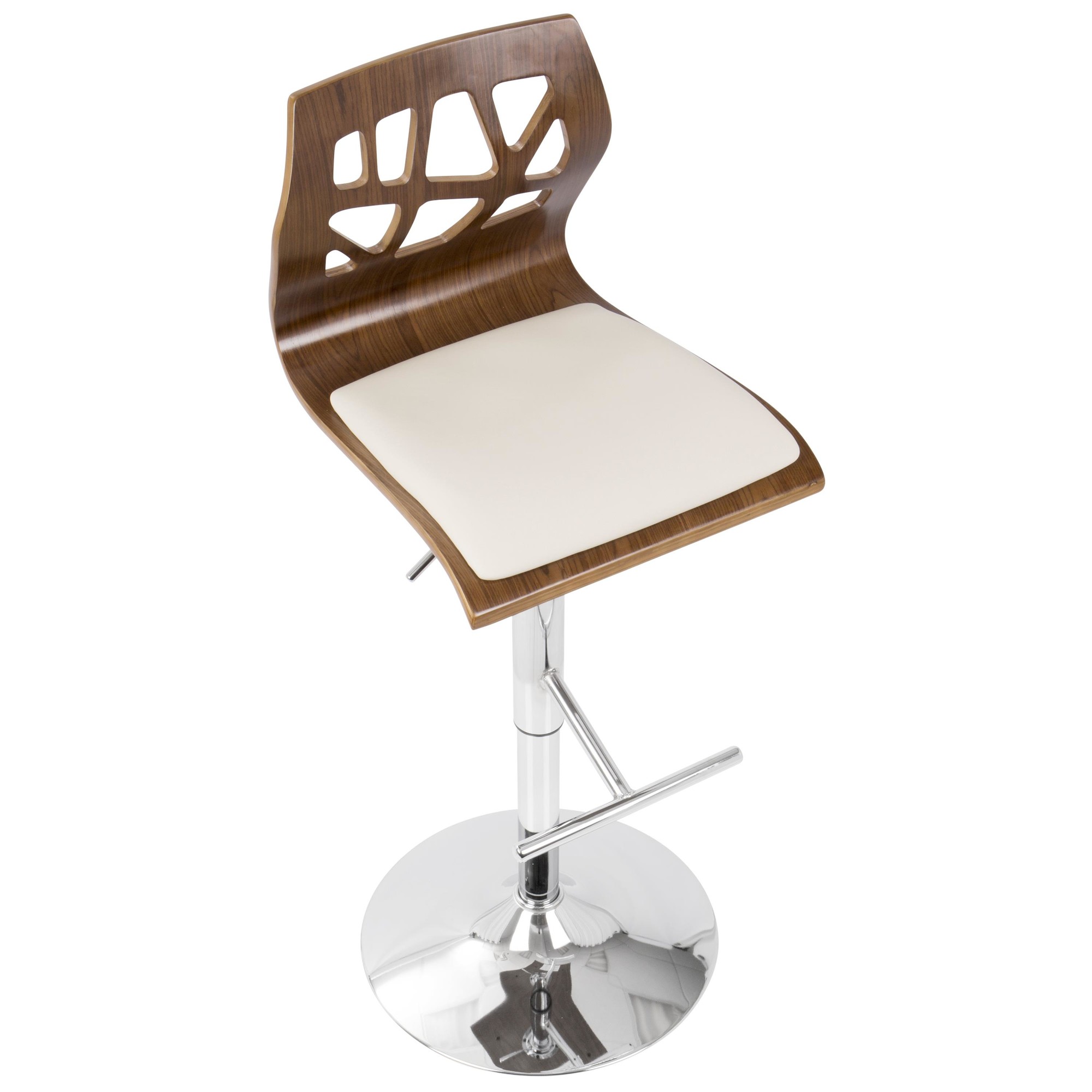 Folia Walnut Cream Swivel Mid-Century Modern Bar Stool (Set of 2) 10 Folia Walnut Cream Swivel Mid-Century Modern Bar Stool (Set of 2) - Image 10