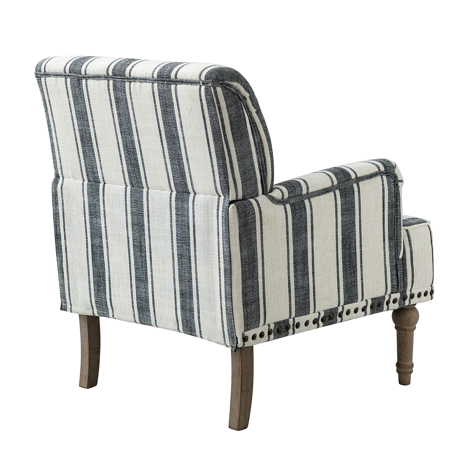 Forli Black Stripe Farmhouse Armchair with Nailhead Trim 3 Forli Black Stripe Farmhouse Armchair with Nailhead Trim - Image 3