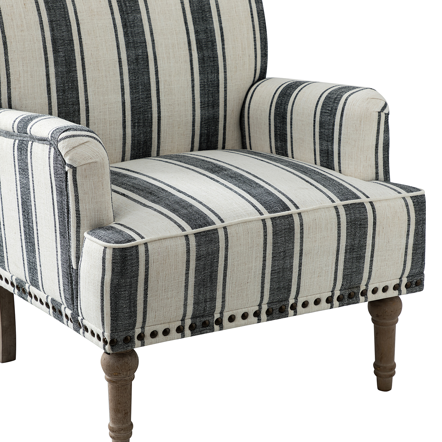 Forli Black Stripe Farmhouse Armchair with Nailhead Trim 5 Forli Black Stripe Farmhouse Armchair with Nailhead Trim - Image 5