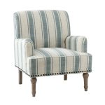 Forli Blue Stripe Farmhouse Armchair with Nailhead Trim 7 Forli Blue Stripe Farmhouse Armchair with Nailhead Trim