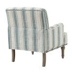 Forli Blue Stripe Farmhouse Armchair with Nailhead Trim 8 Forli Blue Stripe Farmhouse Armchair with Nailhead Trim