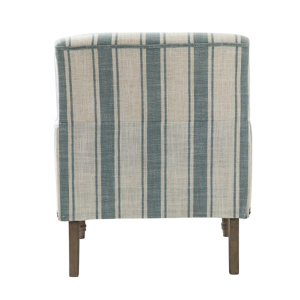 Forli Blue Stripe Farmhouse Armchair with Nailhead Trim 3