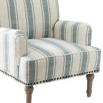 Forli Blue Stripe Farmhouse Armchair with Nailhead Trim 10 Forli Blue Stripe Farmhouse Armchair with Nailhead Trim