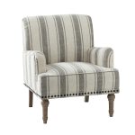 Forli Grey Stripe Farmhouse Armchair with Nailhead Trim 7 Forli Grey Stripe Farmhouse Armchair with Nailhead Trim