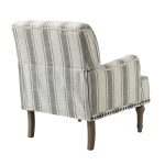 Forli Grey Stripe Farmhouse Armchair with Nailhead Trim 8 Forli Grey Stripe Farmhouse Armchair with Nailhead Trim
