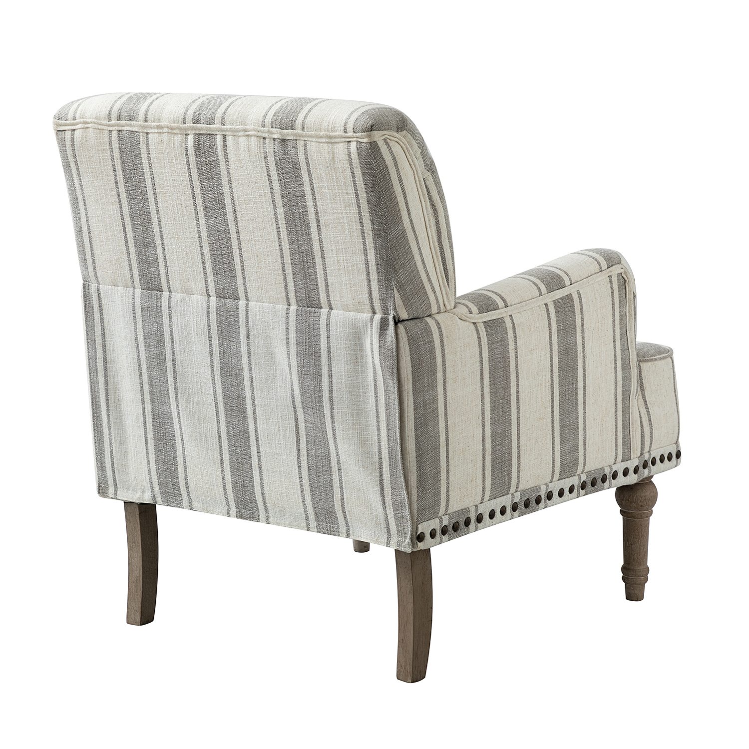 Forli Grey Stripe Farmhouse Armchair with Nailhead Trim 3 Forli Grey Stripe Farmhouse Armchair with Nailhead Trim - Image 3