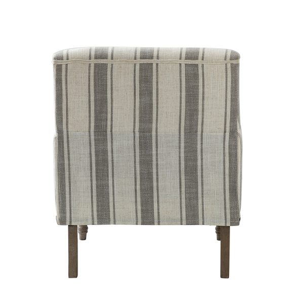Forli Grey Stripe Farmhouse Armchair with Nailhead Trim 3